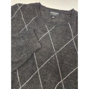 Gionfriddo Sweater Men's XL Black Argyle Diamond 100% Alpaca Crew Pullover Italy